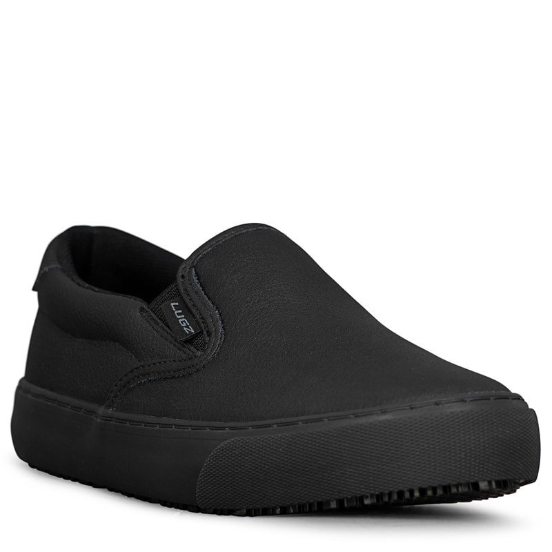 Lugz Women's Clipper Wide Slip Resistant Slip On Sneakers (Black Leather) - Size 6.5 W
