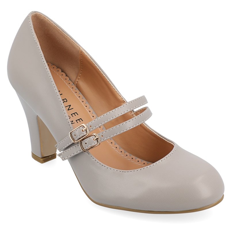 Journee Women's Windy Wide Mary Jane Pump Shoes (Grey) - Size 12.0 W