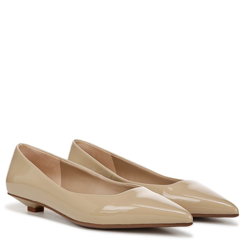Franco Sarto Women's Prella Low Heel Pump Shoes (Taupe Patent Faux Leather) - Size 8.0 W