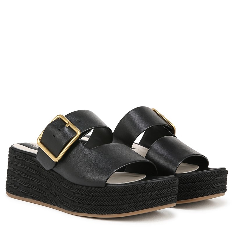 Franco Sarto Women's Taziana Espadrille Slide Sandals (Black Leather) - Size 7.0 M