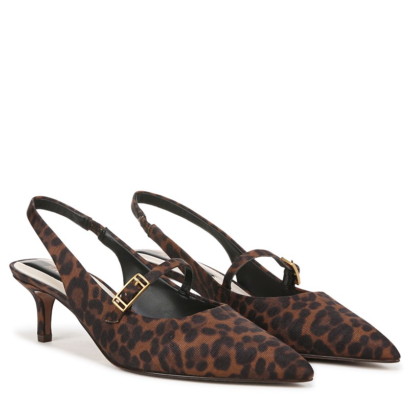 Franco Sarto Women's Khloe Slingback Pump Shoes (Multi Tan Leopard Print Fabric) - Size 6.5 M