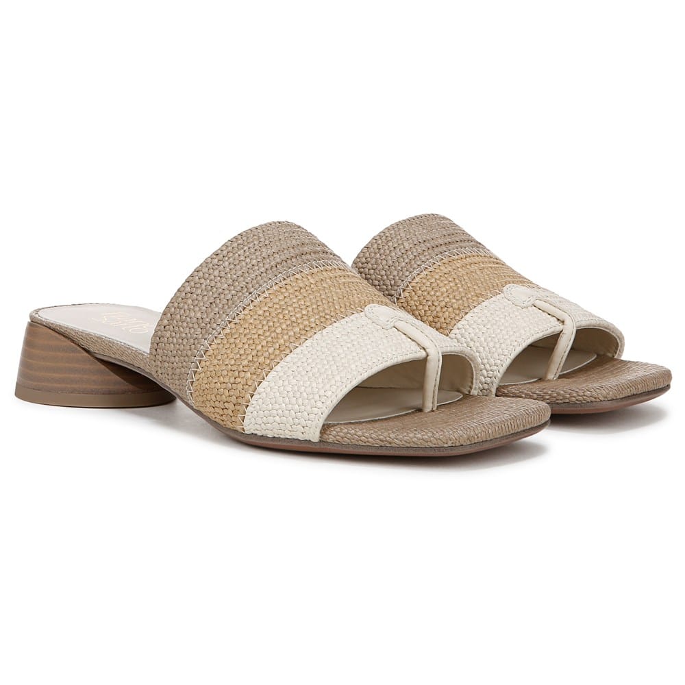 Franco Sarto Women's Loran2 Slide Sandal – Raffia Upper, Square Toe, 1.18" Block Heel