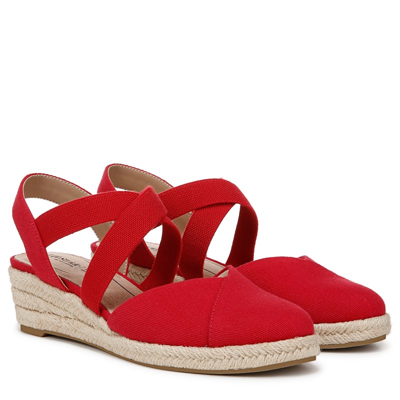 Lifestride Women's Kimball Espadrille Wedge Sandals (Fire Red Fabric) - Size 7.5 M