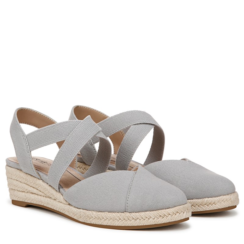 Lifestride Women's Kimball Espadrille Wedge Sandals (Cloudy Grey Fabric) - Size 8.0 M