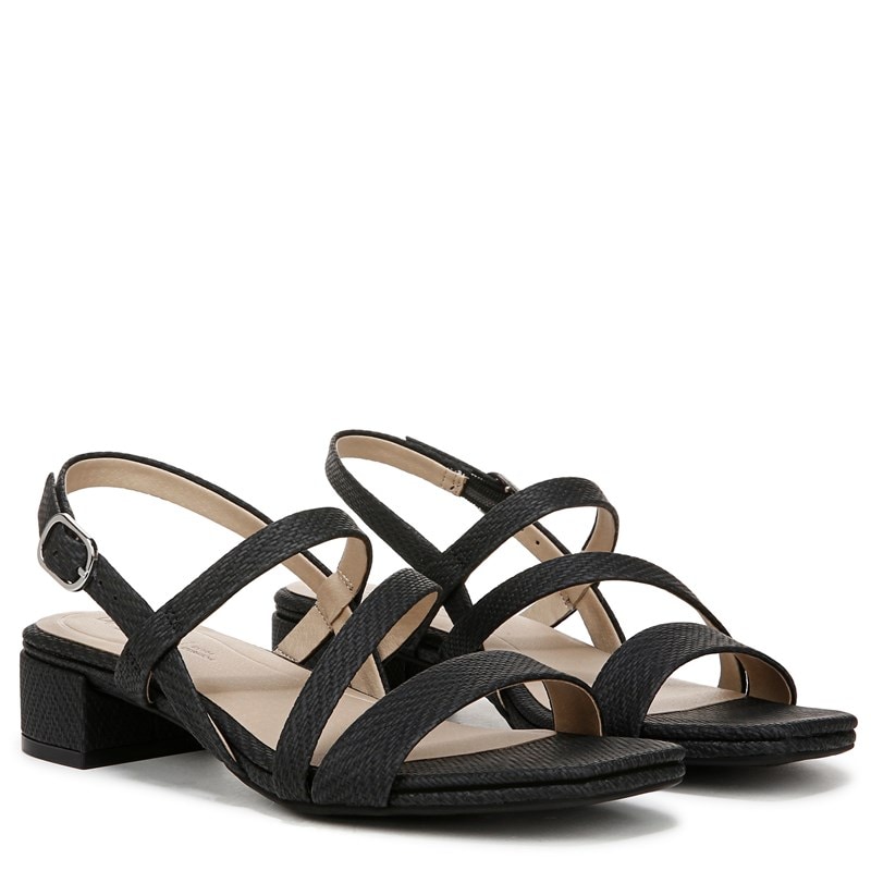 Lifestride Women's Janet Strappy Dress Sandals (Black Faux Leather) - Size 6.0 W