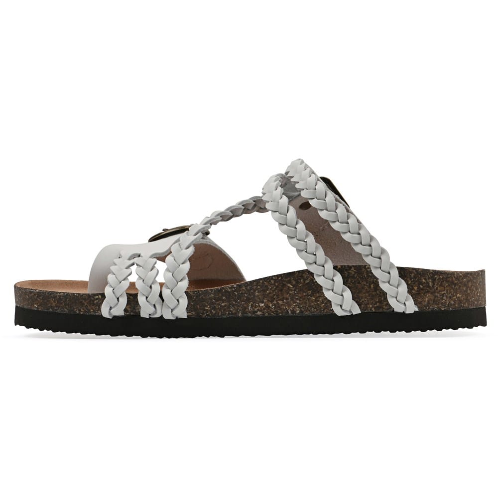 WHITE MOUNTAIN Women\'s Gray Leather Braided Strappy Toe Loop Sandals Size 10 White Mountain Women main image 4