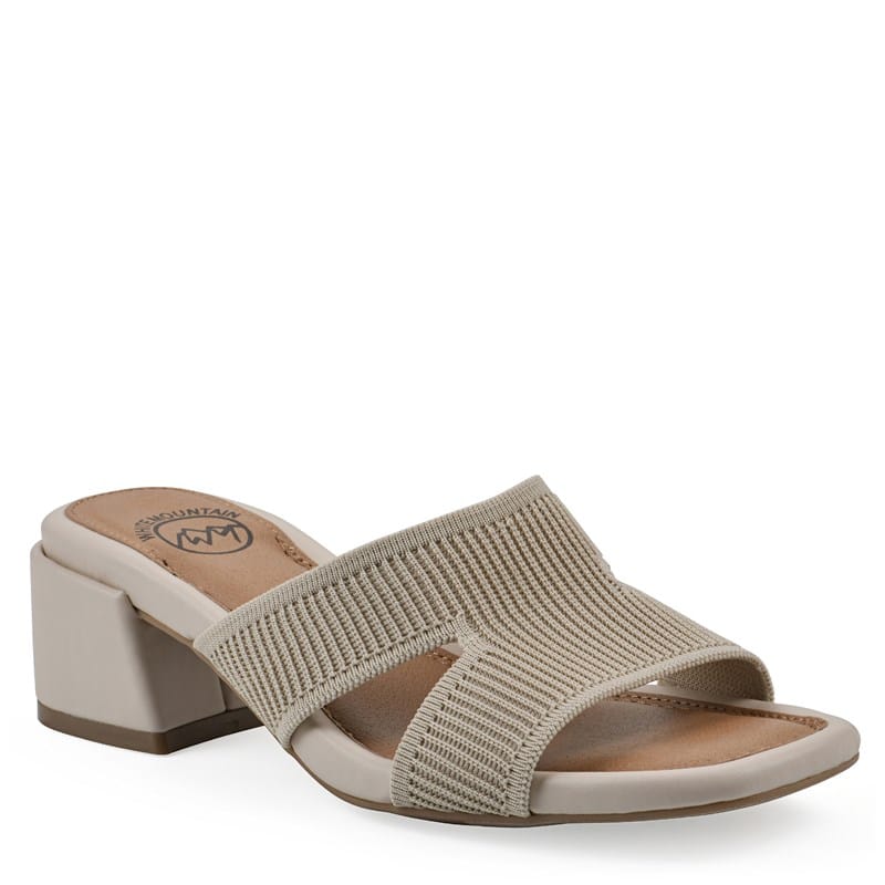 White Mountain Women's Milled Block Heel Sandals (Taupe Fabric) - Size 10.0