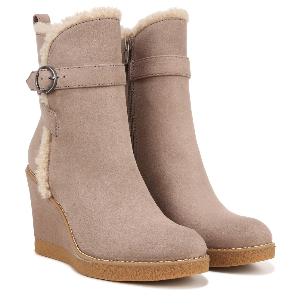 Shearling best sale wedge booties