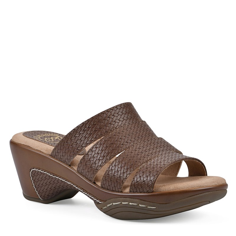 White Mountain Women's Valora Wide Slide Sandals (Brown Woven) - Size 6.0 W
