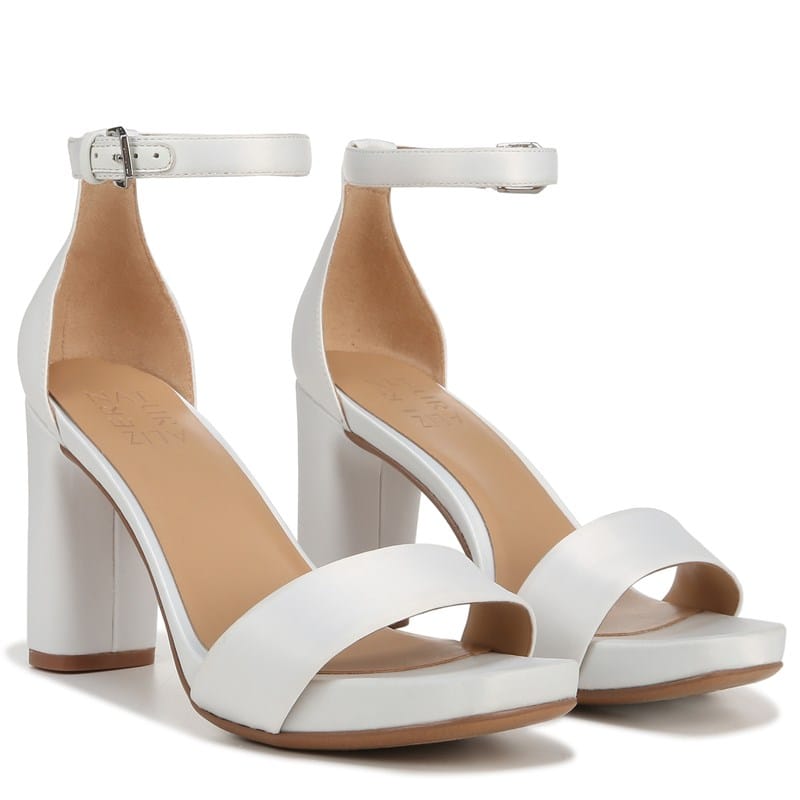 Naturalizer Women's Joy Dress Sandals (Pearl White Satin Fabric) - Size 12.0 W