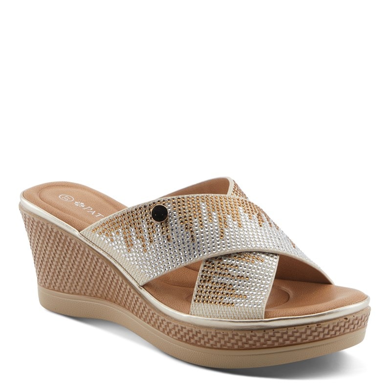 Patrizia Women's Vashion Slide Wedge Sandals (Bone/Multi) - Size 38.0 M