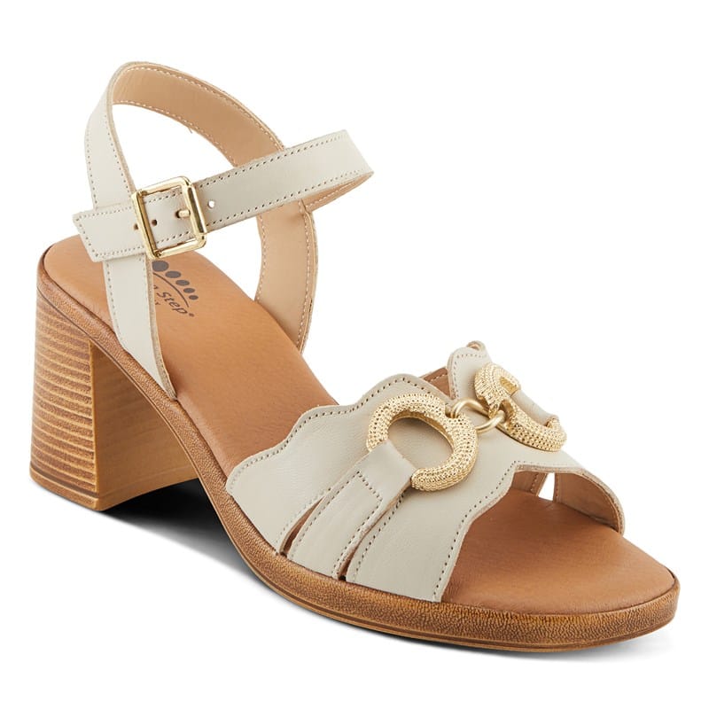 Spring Step Women's Sardinia Block Heel Dress Sandals (Bone) - Size 36.0