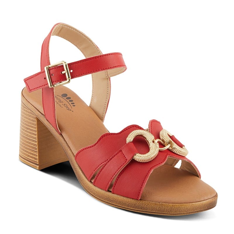Spring Step Women's Sardinia Block Heel Dress Sandals (Red) - Size 35.0