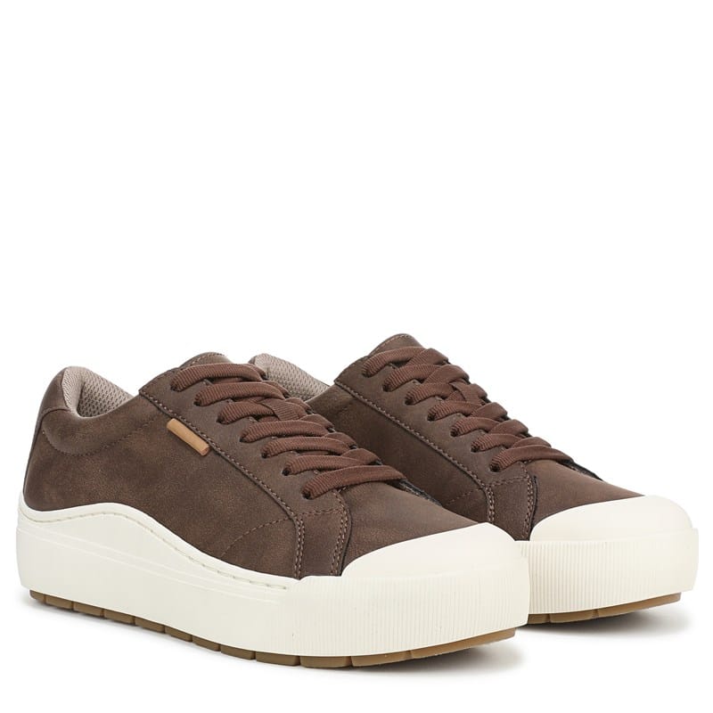 Dr. Scholl's Women's Time Off Sneakers (Dark Brown Faux Leather) - Size 6.0 M