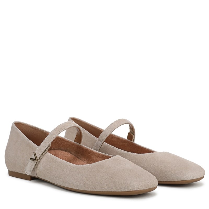 Vionic Women's Alameda Mary Jane Flat Shoes (Lucid Beige Waxed Suede) - Size 10.0 N