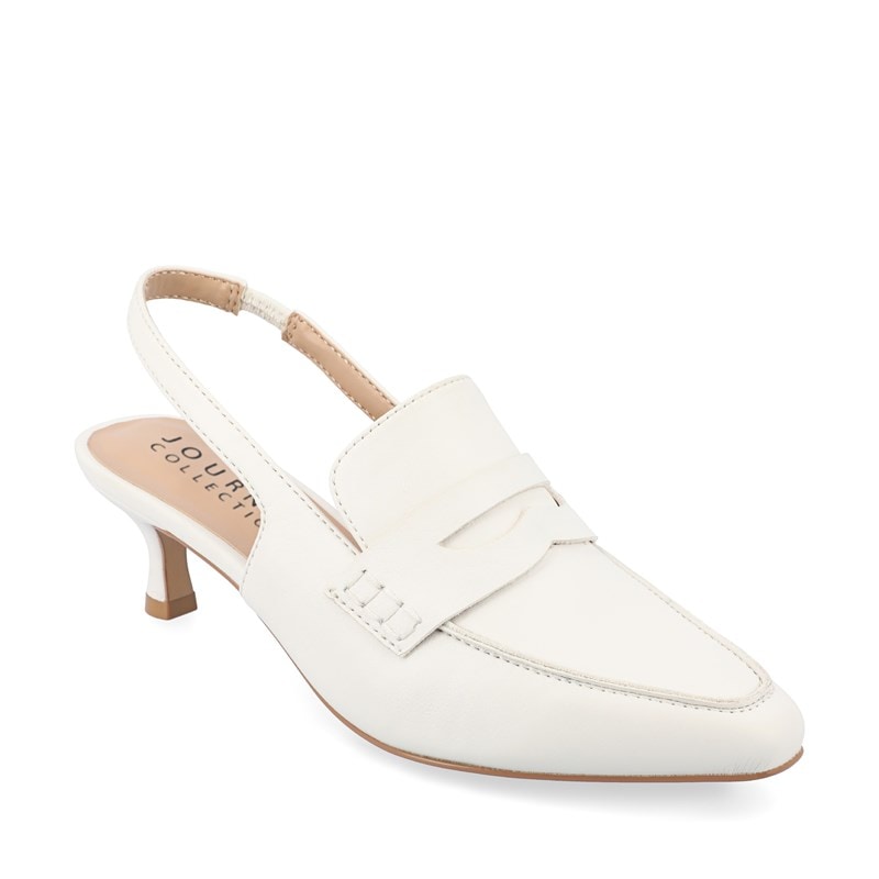 Journee Women's Amory Wide Dress Mule Shoes (White) - Size 6.5 W