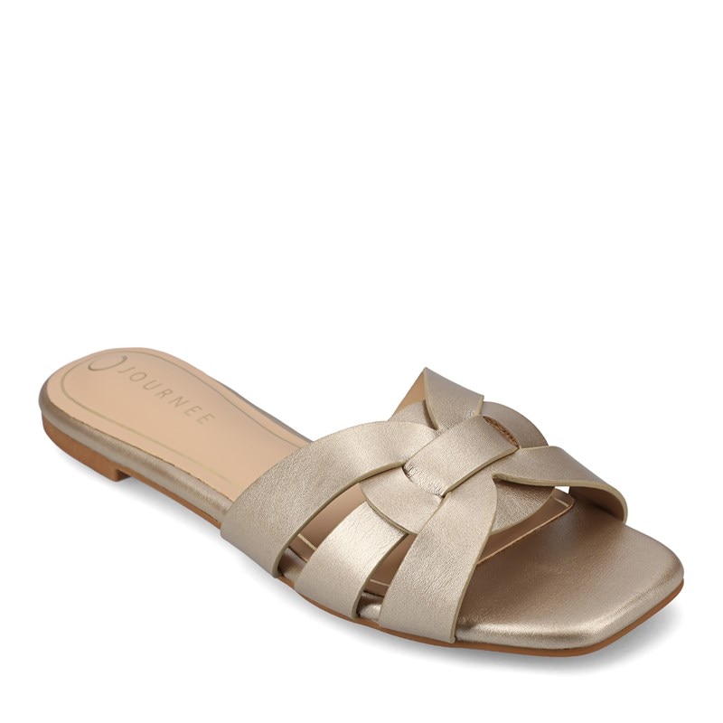 Journee Women's Arrina Wide Slide Sandals (Champagne) - Size 12.0 W