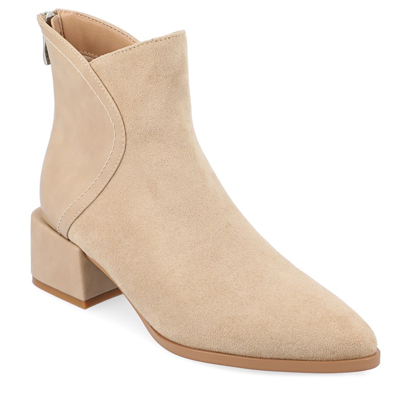 Journee Collection Women's Consuello Wide Block Heel Ankle Boots (Tan Synthetic) - Size 9.5 W