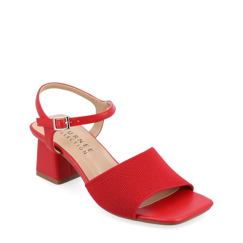 Journee Women's Evylinn Wide Block Heel Dress Sandals (Red) - Size 10.0 W