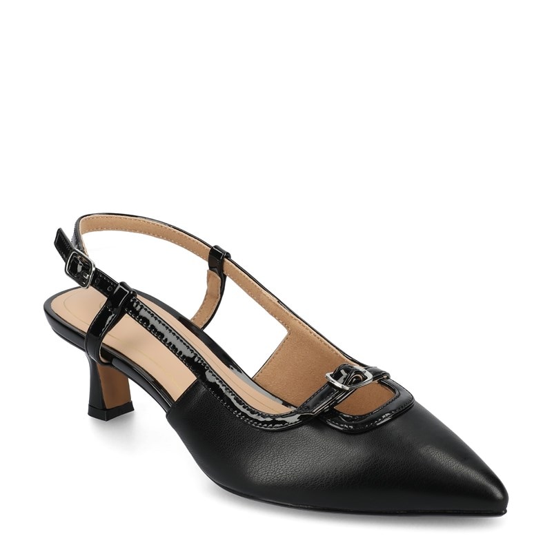 Journee Women's Padma Wide Slingback Pump Shoes (Black PU) - Size 8.5 W