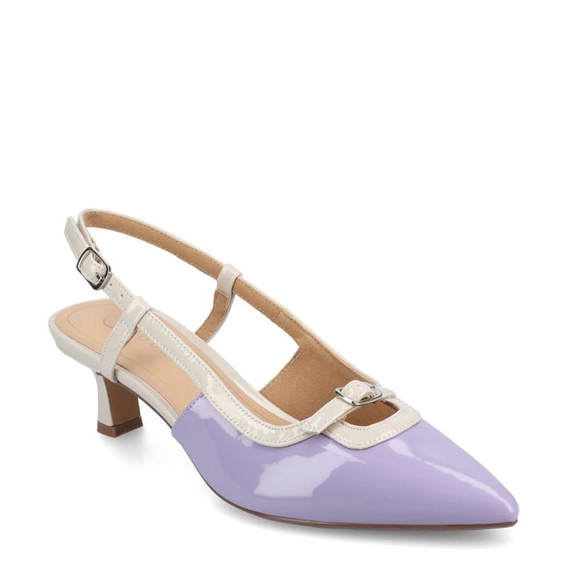 Journee Women's Padma Wide Slingback Pump Shoes (Patent/Lilac) - Size 11.0 W