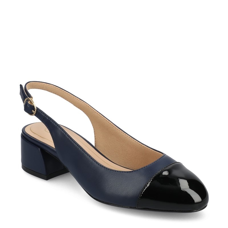 Journee Women's Sammie Wide Slingback Pump Shoes (Navy) - Size 7.0 W