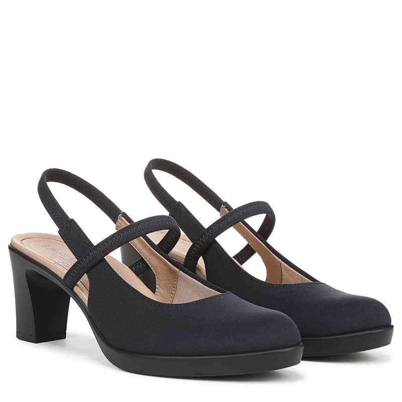Lifestride Women's Evoke Slingback Pump Shoes (Lux Navy Knit Fabric) - Size 7.5 W