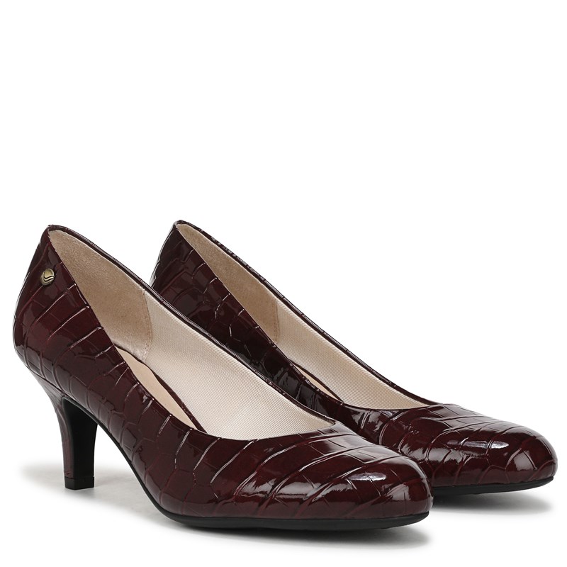 Lifestride Women's Parigi Pump Shoes (Wine Red Croc Faux Leather) - Size 5.0 M