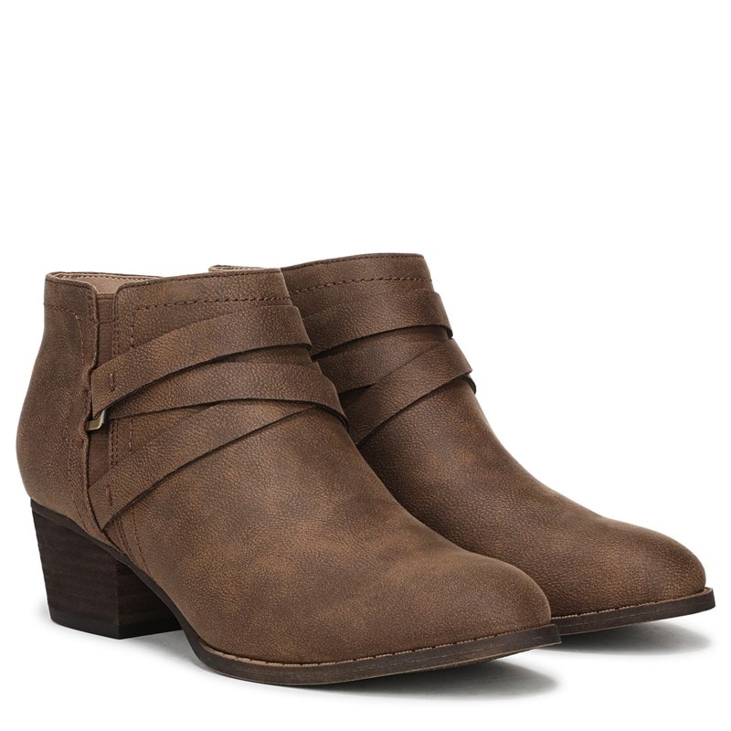 Lifestride Women's Bryce Ankle Boots (Brown Tumbled Faux Leather) - Size 9.0 W
