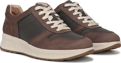 Sam & Libby Randal – Sneaker Donna In Pelle E Rete, Suola Spessa, Colore Foglia, Tacco 3.8 Cm