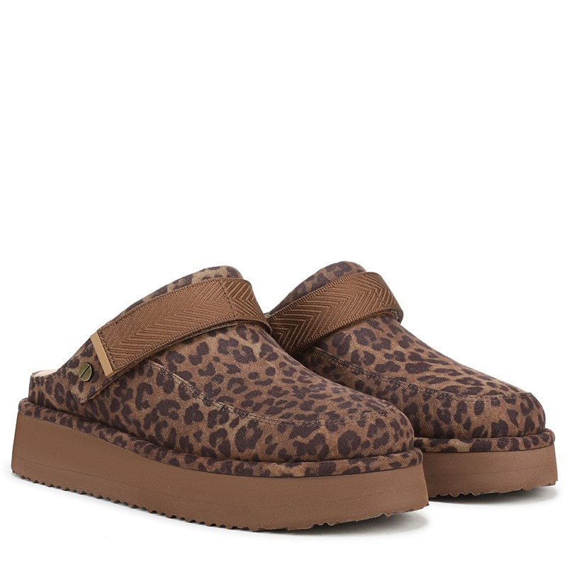 Dr. Scholl's Women's Chill Time Slip On Clog Shoes (Brown Leopard Faux Leather) - Size 7.0 M