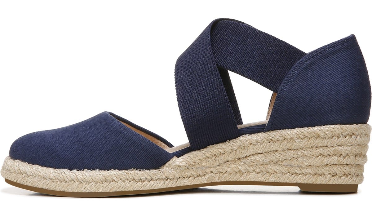 LifeStride Women's Keaton Medium/Wide Espadrille Wedge Blue, Heels, Famous Footwear