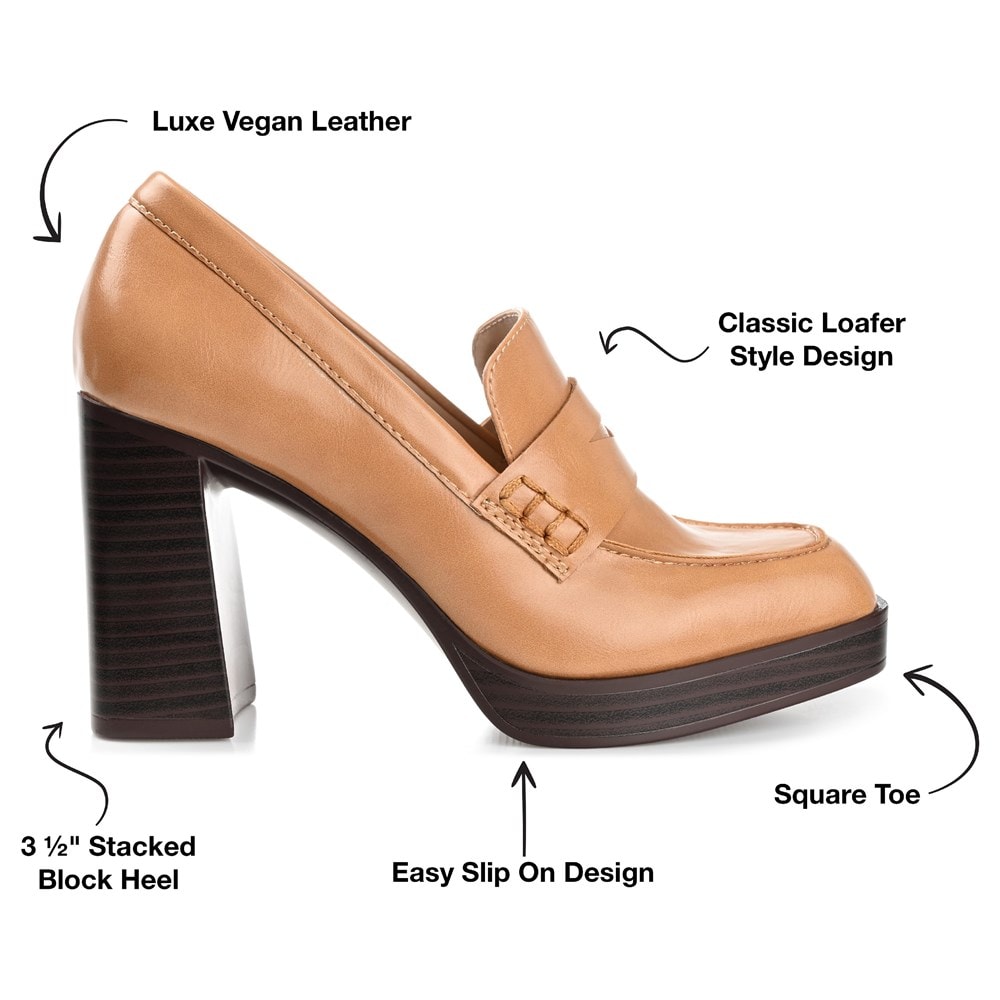Journee Women's Ezzey Wide Block Heel Loafer | Famous Footwear