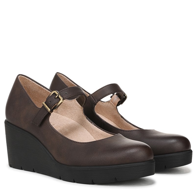 Soul Naturalizer Women's Adore Mary Jane Wedge Shoes (Chocolate Brown Faux Leather) - Size 8.5 W