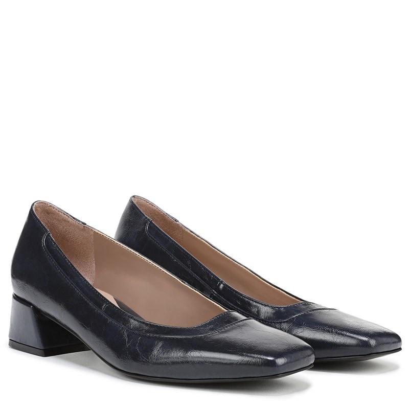 Naturalizer Women's Huntley Block Heel Pump Shoes (Navy Faux Leather) - Size 7.0 M