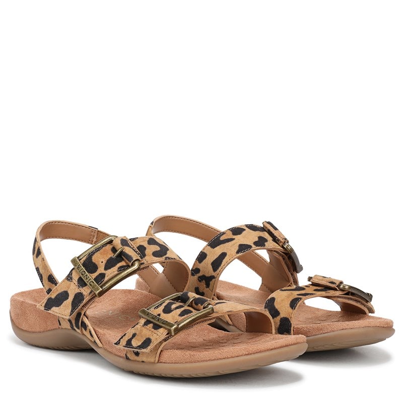 Vionic Women's Reese Slingback Sandals (Tan Leopard Suede) - Size 9.5 W