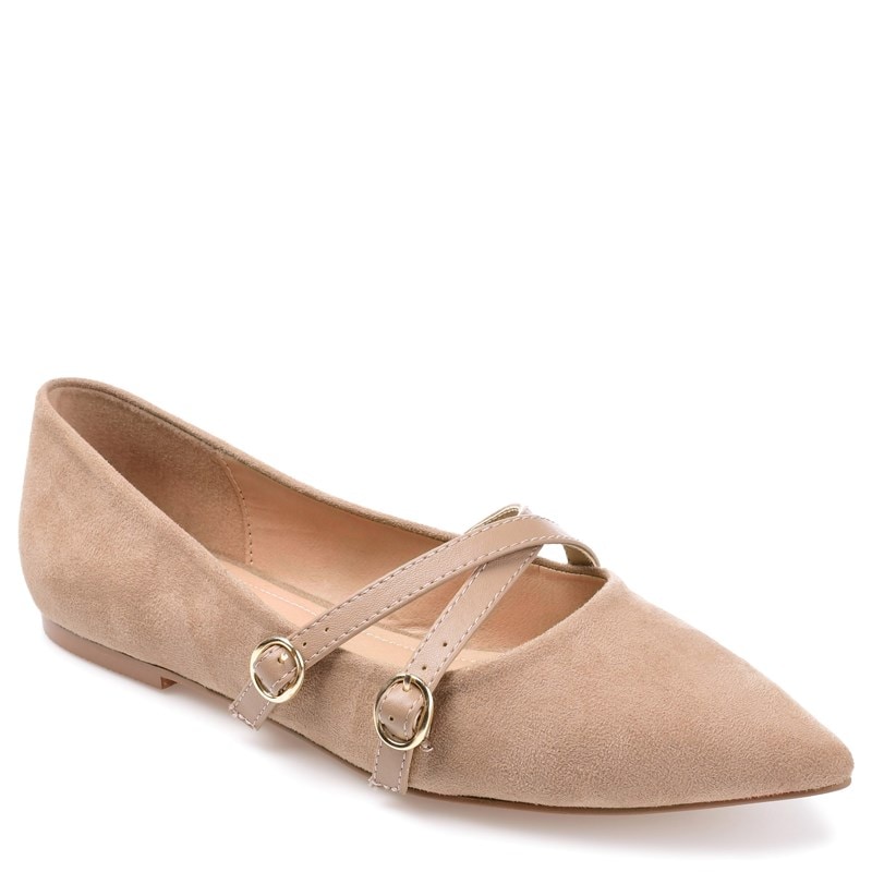 Journee Collection Women's Patricia Wide Pointed Toe Flat Shoes (Taupe) - Size 12.0 W