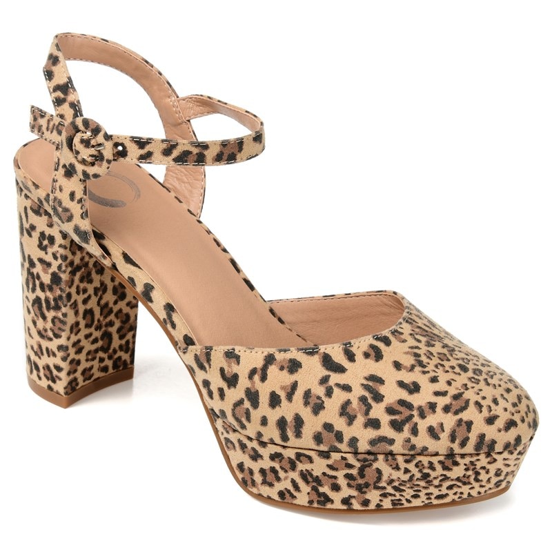 Journee Women's Roslynn Wide Platform Pump Shoes (Leopard) - Size 6.5 W