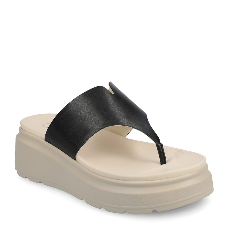 Journee Women's Carah Flip Flop Wedge Sandals (Black) - Size 10.0 M