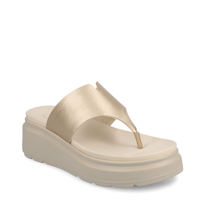 Journee Women's Carah Flip Flop Wedge Sandals (Champagne) - Size 9.0 M