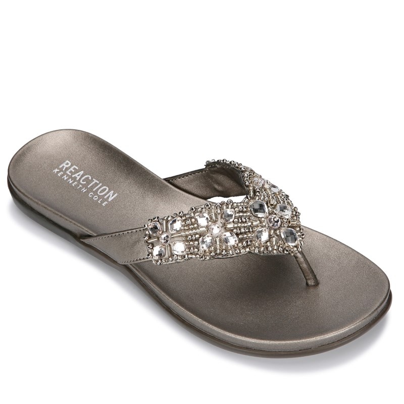 Kenneth Cole Reaction Women's Glam A Thon Flip Flop Sandals (Pewter) - Size 8.0 M