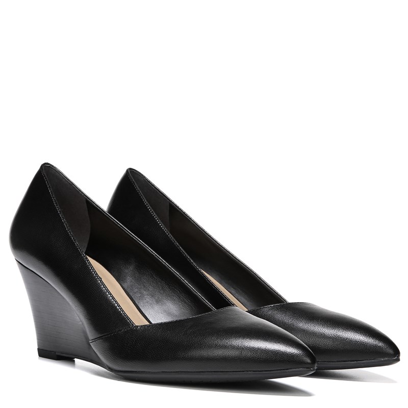 Franco Sarto Women's Frankie Wedge Pump Shoes (Black Leather) - Size 9.0 W