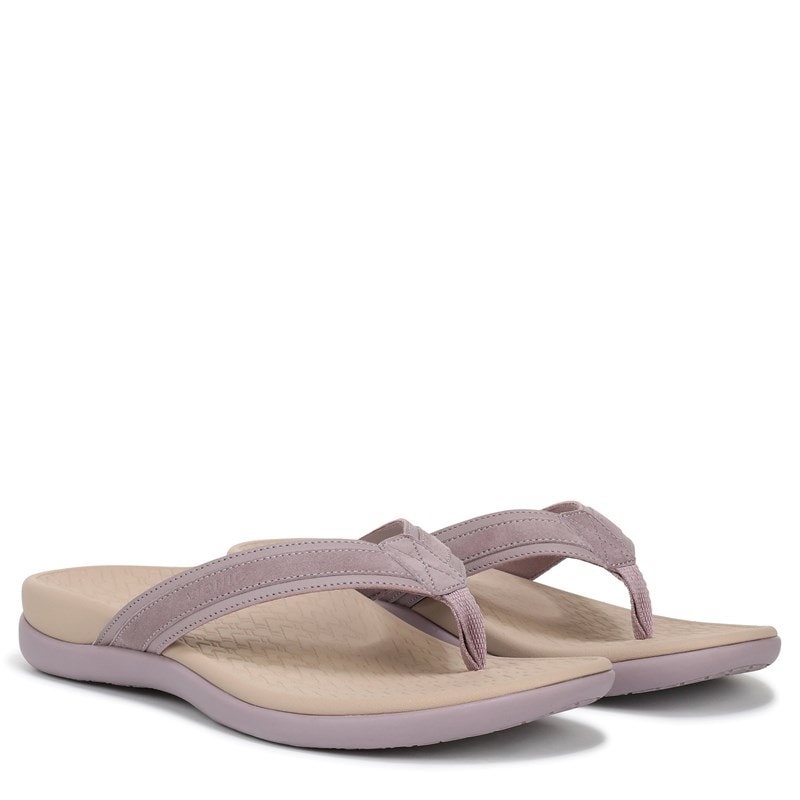 Vionic Women's Tide 2.0 Toe Post Sandals (Quiet Purple Leather/Suede) - Size 12.0 M