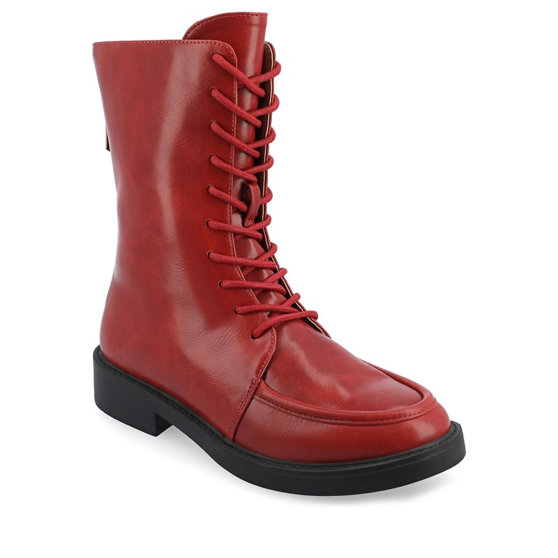 Journee Collection Women's Nikks Combat Boots (Red Synthetic) - Size 9.5 M