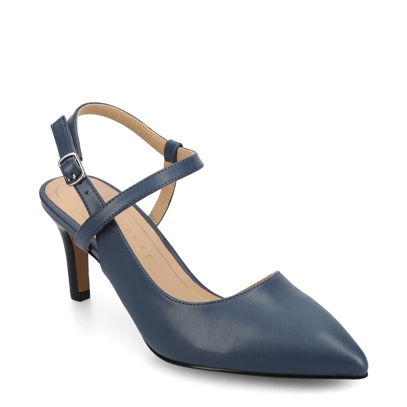 Journee Women's Scipio Medium/Wide Width Slingback Pump Shoes (Navy) - Size 8.0 W
