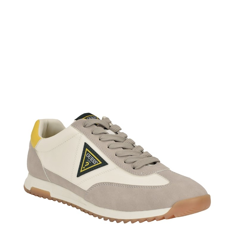 Guess Men's Gobert Lace Up Fashion Sneakers (Medium Natural/Beige/Multi) - Size 11.0 M