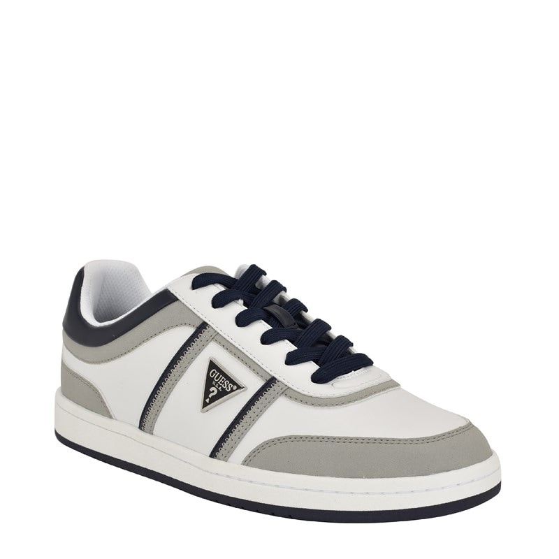 Guess Men's Lasen Lace Up Fashion Sneakers (Medium Grey/White/Multi) - Size 9.0 M