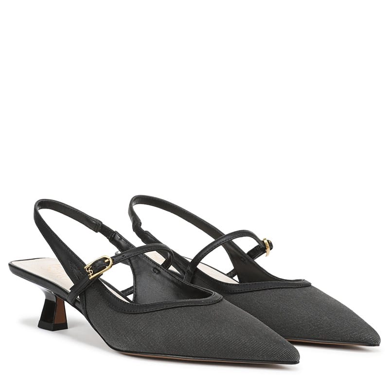Franco Sarto Women's Jovanna 2 Slingback Heel Shoes (Black Twill Fabric) - Size 10.0