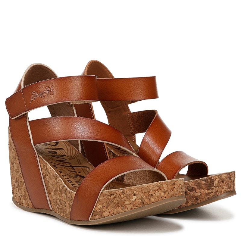 Blowfish Malibu Women's Hapuku Platform Wedge Sandals (Scotch Faux Leather) - Size 9.0 M