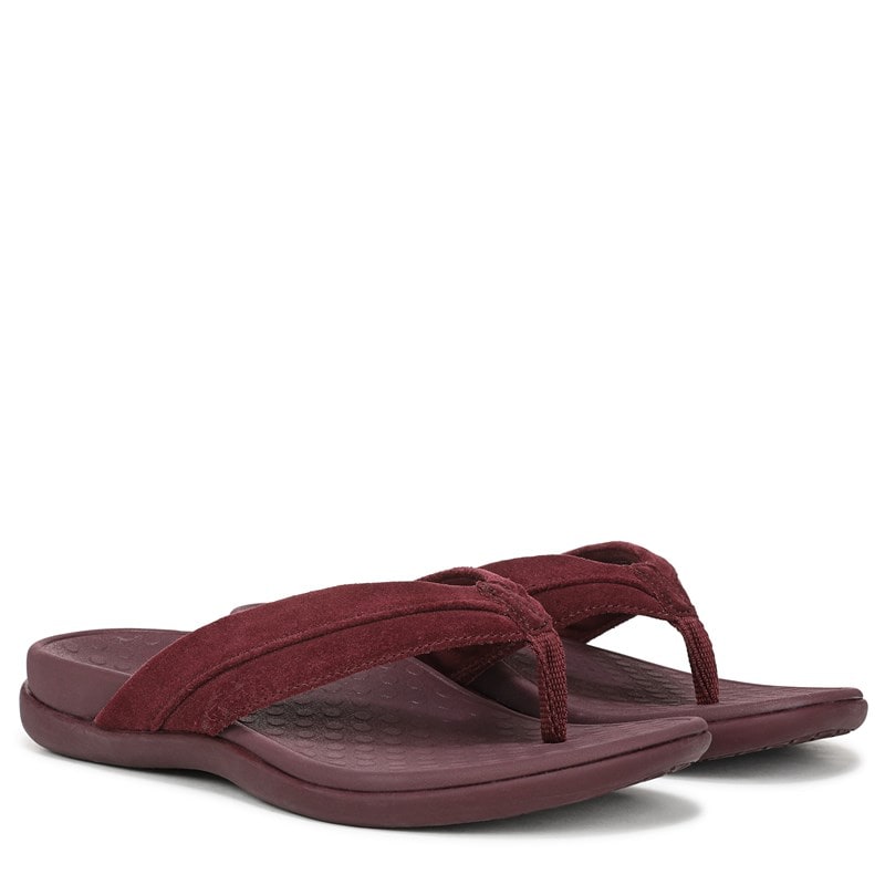 Vionic Women's Shore Toe Post Sandals (Cherry Jubilee Suede Leather) - Size 10.0 M